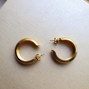 Vintage Golden Open Hoop Pierced Earrings